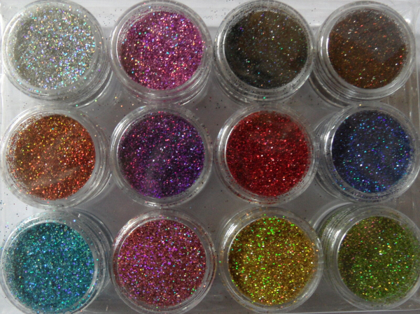 12 Farben Glitter Puder-Set für Nailart Design**NR. 13